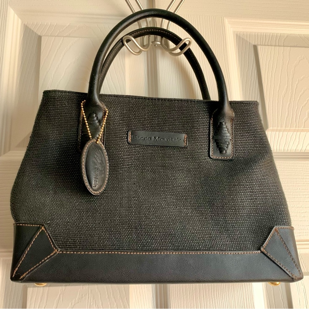 Vintage Stone Mountain Woven Leather Handbag Purse